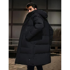 Men'S Thick Winter Warm Coat plus Size Cold Weather Jacket with Hood Long Sleeve