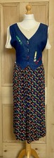 VTG OLIVIA ROSE multi graphic print embroidered crayons dress quirky 10/12