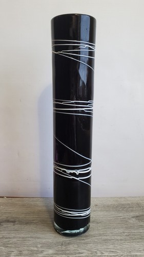 Art glass abstract black vase - abstract,