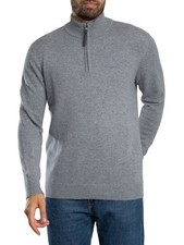 Superdry Men's Wool Blend Half Zip Jumper, Grey
