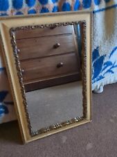 VINTAGE RECTANGULAR MIRROR WITH PART GILDED WOODEN MOULDED SURROUND