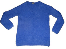 Primark royal blue fluffy v neck jumper size 2XS UK 4/6