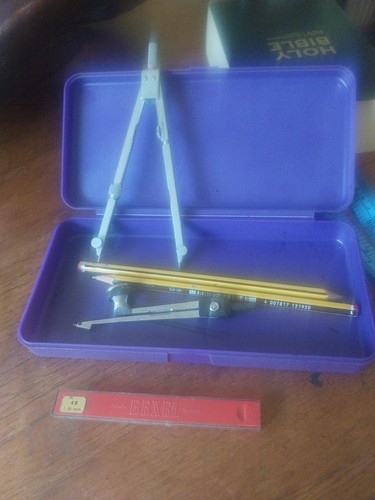 Box with compasses - compasses, pencils