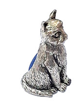 Silver Plated Cat Pin Cushion / Vintage