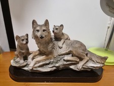 Vintage Wolf Family Sculpture