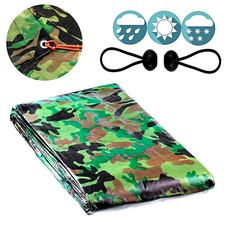 Camo Camouflage Tarpaulin Heavy Duty Waterproof  Cover Tarp Sheet FREE 4 BUNGEE