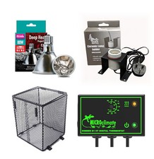 Arcadia 80W Deep Heat Projector Bundles, Dimming Thermostat, Lamp Holder, Guard