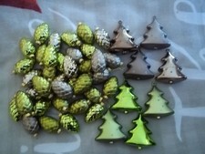 36 Cone and 8 Tree Shaped Christmas Baubles-Green & Brown colour