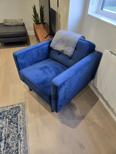 Blue velvet armchair - armchair, |