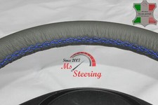 FITS DODGE RAM SRT-10 04-06 GREY LEATHER STEERING WHEEL COVER | ROYAL BLUE STITC