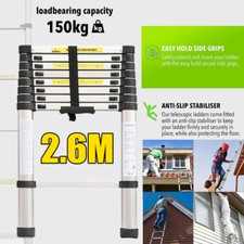 8.5FT Multi-Use Aluminium Telescopic Ladder Extendable Extension 9 Step Ladders