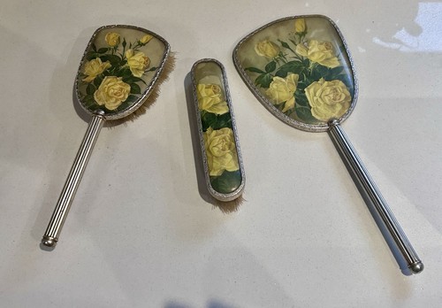 Vintage floral handheld mirror - handheld,