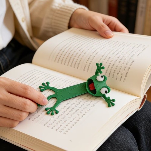 Cartoon frog bookmark - 3d,