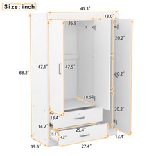 3 Doors Wooden Wardrobe with