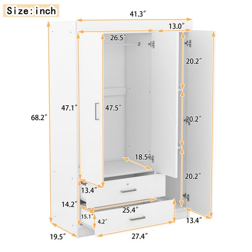 Doors wooden wardrobe with - doors,