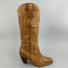 Faith Tan Leather Tall Cowboy Western Pirate Festival Y2K Dress Boots EU36 UK3