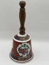 Large Vintage Japanese Imari Style Dinner Bell Hand Painted with Gold Trim 