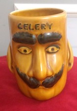 Vintage Celery Vase Retro Novelty Pottery Jug Pot with Dual Face 