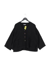 Sahara Women's Blouse S Black 100% Linen Long Sleeve Round Neck Basic
