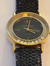 Old England - Round gold and black ladies jewelled watch - Untested