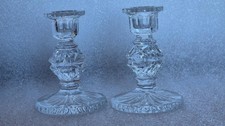 A pair of Crystal  / cut glass dwarf  Candlesticks Candle Holder 12 cm high