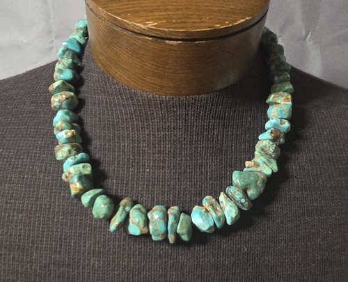 Vtg chunky turquoise necklace - vtg,