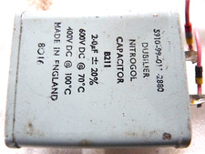 TCC Dubilier 2µF 2UF 2MFD ± 20% 600VDC @70°C    Nitrogol Capacitor USED  1 pc