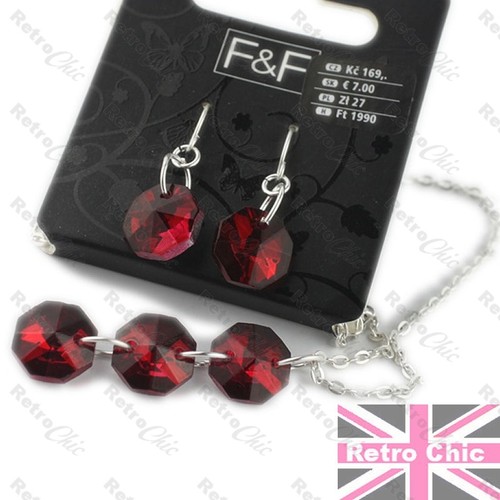 Red crystal jewellery set - red,