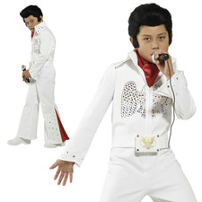 Boys Elvis Presley Costume Kids Rock n Roll Star King Fancy Dress Child Age 4-12