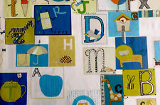 Harlequin Fabric ‘Little Letters ‘ Medium Cotton FQ White,Teal & Green 140cmx1M