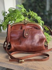 Vintage The Bridge Conker Brown Leather Saddle Satchel Shoulder Crossbody Bag