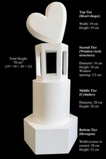 4 Tier Cake Dummy Set – Heart, Arch & Hexagon – 70cm Styrofoam Display