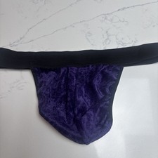 Mens Lads Velvet purple  Thong large With string Vintage Rare BNWOT s