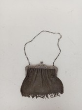 Antique Silver Mesh Chainmail Purse with Ornate Frame - 800 Silver Marked