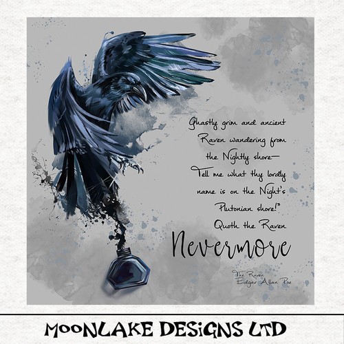 Bird the raven poem fabric - bird-the,