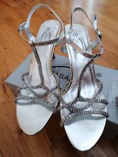 Casandra Silver Strappy Diamonte Evening/Dancing Shoes UK8 EU42 Ex. Condition