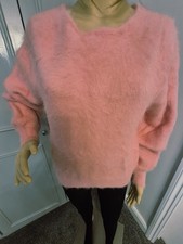 Ladies Luxurious Longhaired Soft And Fluffy 100%  Angora Jumper In Pink
