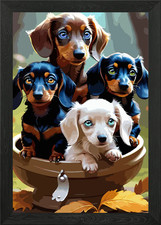 A cute Dachshund 055 Framed