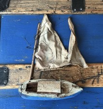 C1955 Wooden Painted MODEL Sailing Barge BOAT Requires TLC