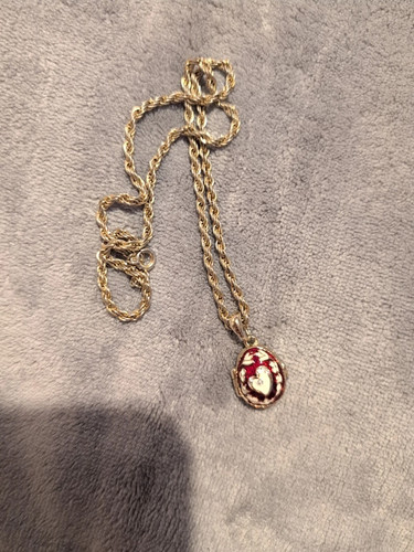 Gold tone necklace enamelled - gold,