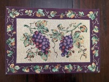 Set Four Tapestry Placemats Vintage Purple Grapes Harvest Nice Quality 12.5"x18"