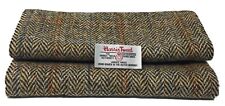 Harris Tweed Brown Herringbone Fabric - 100% Pure Wool 1 Metre Plus
