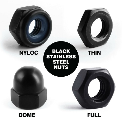 Black stainless steel nuts - steel,