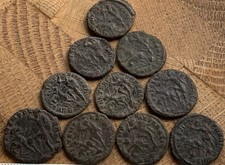 10 Genuine Ancient Roman Coins, Fallen Horseman, Constantius Gallus, Mixed Grade