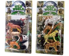Wild World Pack Of 21 Assorted Toy Zoo Safari Wild Animals Lion,Zebra & More