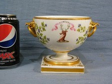 19c WORCESTER FLIGHT BARR ARMOURIAL CREST FOOTED EAGLE BUST RING VASE c1830