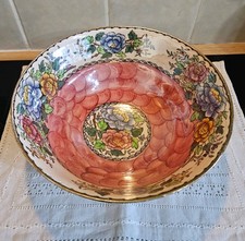 Maling Lustre Ware Ceramic Bowl Peony Rose Pattern Vintage 1930's Made In UK