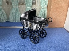 1/12 dolls house furniture  ACCESSORIES DOLLS HOUSE BLACK  DOLLS PRAM WITH BAG