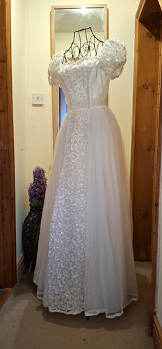 White lace 80s wedding - lace,