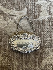 Sterling Silver Decanter Label “SHERRY”. Birmingham 1972 - 73.